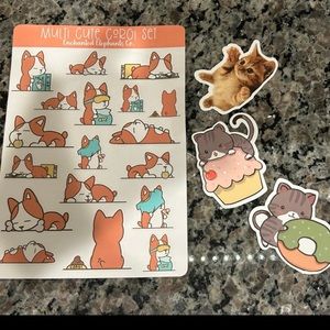 Cat and Corgi Sticker Lot